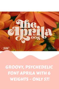 Inspired by the Hippies Movement of the ’60s, Aprila is a big font that features 6 unique weights from Light to Black. OpenType features and multiple language support add even more flexibility to the flower power font. Make it your go to typeface for rock posters, T-shirts, mugs, album covers, title…