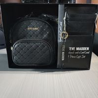 Steve Madden Black Backpack & Card Wallet Set New In Box. Bag Is Approximately 8" In Height. Never Removed From Packaging.