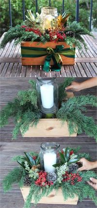 DIY Christmas table decorations centerpiece for $1. Easy tutorial & video on how to make a beautiful Christmas centerpiece as decor & gifts in 10 minutes! #christmasdecorationsDIY