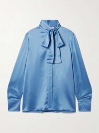 VALENTINO GARAVANI Pussy-bow silk-satin shirt | NET-A-PORTER