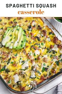 A comforting and hearty recipe, this ground turkey spaghetti squash casserole combines lean ground turkey, veggies, and ranch dressing and is baked until crispy and golden brown. It's made from 10 simple ingredients and is great for meal prep.