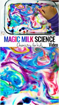 The Magic Milk Science Experiment is a fun and simple experiment for Kids of all ages. It's a great Science idea for preschoolers and Kindergarten as an introduction to learning Chemistry. This color changing milk experiment is guaranteed to become one of your favorite Science activities for preschoolers and kitchen science experiments. #science #scienceforkids #montessori #preschool #kindergarten