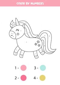 Premium Vector | Color cute cartoon unicorn by numbers. educational math game for kids. coloring worksheet for children.