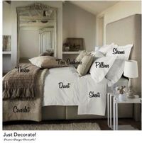 How to make a bed, layering the linens and pillows to have it look like a magazine photo shoot - sheets, duvet, coverlet, throw, shams, pillows, toss cushions