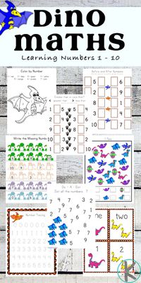 Make math fun with these super cute dinosaur math worksheets. This dinosaur math is perfect for young children in preschool, pre-k, and kindergarten age students. The dinosaur math activities in this HUGE printable pack include counting, what number is missing, what comes next / before, tracing numbers, number recognition, dinosaur color by number, and more basic math concepts. Simply print pdf file with free printable dinosaur math worksheets and you are ready to play and learn!