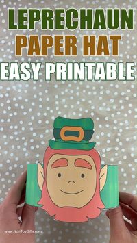 Celebrate St. Patrick's Day with an easy coloring leprechaun paper hat craft for kids. Use the easy printable template for the pre-colored headband or use the coloring option. A simple St. Patricks craft for preschoolers, kindergarten and older kids. Great for fine motors skills. Use it at daycare, preschool, school, in the classroom or at home.