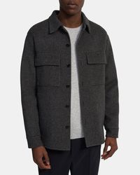 Grey Double-Face Wool-Cashmere Shirt Jacket | Theory Outlet