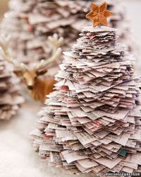 Recycled newspaper Christmas tree