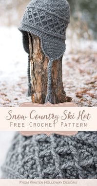 This free crochet ski hat pattern is filled with texture and unique stitches, and can be worn by both men or women. Earflaps add extra warmth for winter! #freecrochetskihatpatterns #freecrochetpatterns #crochethatpatternsfree #crochetwinterhatpatterns #crochethatwithearflaps #crochethatpatternsforwomen #crochethatpatternsformen