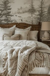 Woodland prints feature trees, leaves, and forest scenes that evoke a sense of tranquility and connection to nature, ideal for creating a peaceful cottage retreat. Discover rustic woodland wallpapers here.