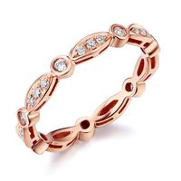 14K Rose Gold Wedding Band 0.3Ct Natural Diamonds Art Deco Vintage Style Ring