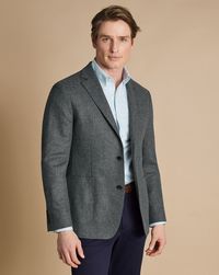 100% wool, Available in slim fit only, Patch pockets with chest pocket, Single breasted two-button fastening, Half lined intenals, Four-button non working cuff with natural sustainable buttons, No shoulder pad creating a relaxed look, Body Lining: 52% polyester, 48% viscose, Unstructured shoulder details, Dry clean only - Unstructured Wool Jacket - Grey | Men's Charles Tyrwhitt Unstructured Jacket - Grey Size 36R Wool