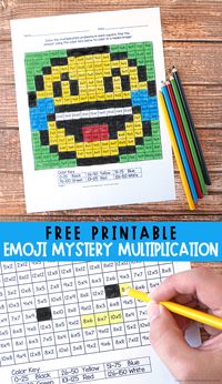 Free Printable Emoji Mystery Multiplication Worksheets #freeprintables #free #printables #worksheets #math #mathgames #mathactivities #multiplication #coloringpages #emoji #3rdgrade #homeschool #homeschooling #homeschoolingideas #coloring