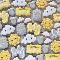 Maddie Marcum on Instagram: “you make me happy when skies are gray ☀️ . . . . . #cookies #decoratedcookies #youaremysunshine #suncookies #babyshower #babyshowercookies…”