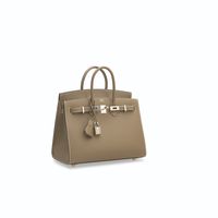 AN ÉTOUPE EPSOM LEATHER SELLIER BIRKIN 25 WITH PALLADIUM HARDWARE