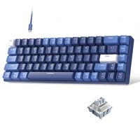 PRICES MAY VARY. Mini Portable 60% Compact Layout: this is a 68 keys mechanical keyboard with cute small size, but retains separate arrow keys and f1-f12 function keys, you can use it for gaming or work while saving space. Hot-Swappable Custom Switch: quiet linear blue whale switch, support 3/5 pin switch, slight key sound has no paragraph sense with minimal resistance,makes it easier to tap the keyboard. EVA Silencing Cotton Mechanical Keyboard: the gaming keyboard add the EVA silicone pad fill