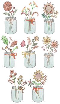 Vintage Sketch Fall Mason Jars