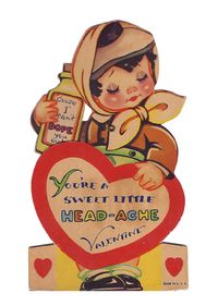 Girl With Head-Ache vintage valentine.