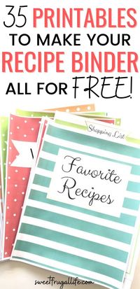 Free Recipe Binder Printables - Sweet Frugal Life