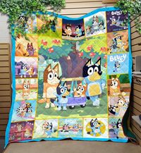 Bluey Fleece Blanket, Bluey And Bingo Bandit Chilli Blanket, Bluey Family Throw Blanket, Cartoon Gifts Quilt Blanket