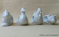 Vintage Napkin Rings ~ Bright White ~ 1980's ~ Duck, Chicken, Bunny & Pig ~ Made in Japan ~ Farm Animals ~ Ceramic by PennyLaneTreasures on Etsy