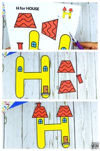 Are you looking for a fun and creative way to teach the alphabet uppercase letter H? Use this fun preschool free printable house H learning craft activities. Grab a helicopter toy, hippo or even some horse stuffed friends and other things that start with H while you make this letter H is for house craft. Your kindergarten students will also love making this fun printable letter H is for house craft.