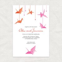 paper crane invitation - printable file - origami wedding invite