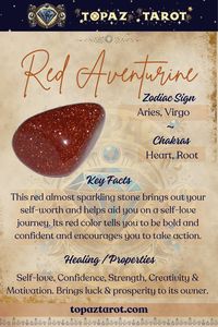 Embrace the fiery passion of Red Aventurine's bold energy 🔥❤️ Let its vibrant hue ignite your inner drive and infuse your journey with courage and determination. #thetopaztarot #topaztarotcrystals #crystals #RedAventurine #RedAventurinecrystals  #CrystalHealing #CrystalLove #CrystalEnergy #RedAventurineMagic