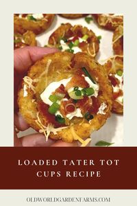 If you are looking for a quick and easy appetizer recipe that is always a huge hit at every gathering, then this Loaded Tater Tot Cups recipe is your answer! Tater tots that are made into the form of a cup and filled with cheese, sour cream, bacon, and green onions. The perfect party appetizer!