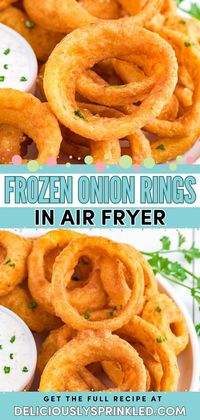 Want more football food ideas? Grab your favorite brand of frozen onion rings for this game day appetizer! It's perfect for a tailgating party. Crispy and delicious, this air fryer recipe for homemade onion rings is the BEST!