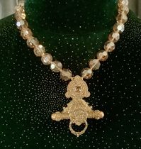 BRILLIANT NWT HEIDI DAUS GOLDEN TOPAZ “LION DOOR KNOCKER CRYSTAL NECKLACE”