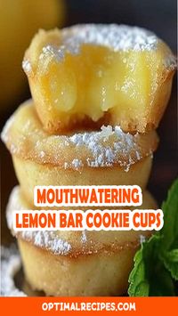 If you love tangy, sweet treats, these Mouthwatering Lemon Bar Cookie Cups are calling your name! 🍋🍪 A buttery cookie base filled with zesty lemon curd—every bite is pure sunshine. Perfect for parties, picnics, or anytime you’re craving something deliciously sweet and tart! 🌞 Ready to impress your friends with a simple yet irresistible dessert? Save this recipe now and share the lemon love! 💛 #LemonBarCookieCups #EasyDesserts #BakingInspiration #SweetTreats #LemonDessertLove