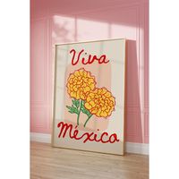 Cartel de flores mexicanas México pared arte México cartel de viaje rosa floral pared arte mexicano cartel México arte impresión digital descargar 1 impresión - Etsy México