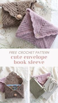 Apart of my In My Reading Era Book Sleeve Collection, this envelope style book sleeve is so adorable and easy to crochet! With plenty of photos included in the tutorial, this book sleeve is so simple and has a cute scalloped border, for a fun girly touch! Envelope book sleeve | Easy crochet book cover | free crochet pattern | easy crochet tutorial | easy crochet pattern