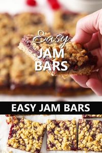 These delicious Easy Jam Oatmeal Bars are going to be your favourite new recipe. With a crisp, slightly chewy base, a sweet jam centre and a crispy crumble topping, they are a crowd-pleaser. They’re so simple! If you love a good, sweet treat that you can make in about a half hour, this recipe is for you. The hardest part is waiting for them to cool down once they’re baked!