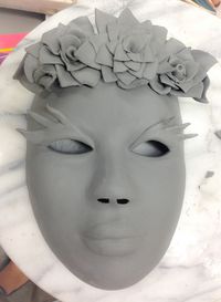 Wet Clay Ceramic Day of the Dead Halloween Mask made by M. Rains