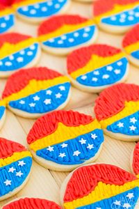 Wonder Woman Cookies - Soft sugar cookies topped with buttercream decorated as my favorite super hero, Wonder Woman! | The JavaCupcake Blog https://javacupcake.com