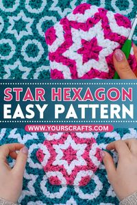 Enjoy the artistry of the Crochet Star Hexagon Motif, a vibrant tapestry that interweaves the allure of stars. And circles to create an enchanting fabric. This piece is a testament to the beauty of color work in crochet, skillfully bringing together contrasting shades for a mesmerizing effect. Each hexagon, seamlessly joined, builds upon the next to form a constellation of coziness. It’s a masterpiece waiting to bring warmth and visual intrigue to any space it graces.