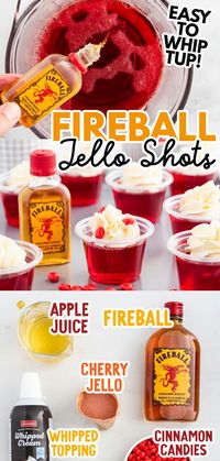 These bright red Fireball jello shots are such a fun way to celebrate a special event. Sweet and flavorful with a bit of cinnamon spice, these drinks taste just like a candy-coated apple and will be a hit anytime you want to whip up a batch. #FireballJelloShots #PartyShots #FireballRecipe #JelloShotsFun