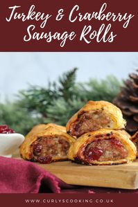 Crispy puff pastry filled with the flavours of Christmas. Delicious as a light lunch or as a nibble to serve to guests at a party, these Turkey & Cranberry Sausage Rolls are really easy which is good because after you've made them once, you'll be asked to make them again and again.