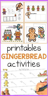 Gingerbread printables activities in this post include fine motor, math and literacy. Great for Christmas, Gingerbread and Winter kids activities. Perfect for toddlers and preschoolers independent activities.