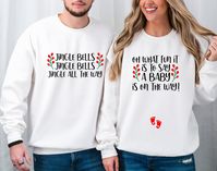 Couple Christmas Pregnancy Announcement Sweatshirt, Jingle Bells Baby on the Way Mom and Dad to Be Sweatshirt, Xmas Maternity Sweatshirt, Couple Xmas Hoodie,Couple Announcement,Xmas Maternity Shirt,Pregnancy Xmas Tee,Xmas Pregnancy Revea,Baby Announcement,Couple Pregnancy,Baby Reveal Ideas,Jingle Bells Baby,Gift For New Mom,Gift For New Dad,Funny Baby Reveal,Pregnancy Reveal  ⏺ Product Details: There are mix of unisex sweatshirt offered.   ⏺ Reading the Sizing Chart: Size chart is already displa