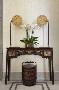 Luxury International Interior Architecture and Design project by Katharine Pooley. Antique console table.