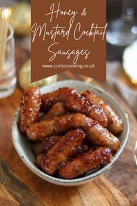 Sticky and sweet sausages with a very slight bite from wholegrain mustard. These Honey & Mustard Cocktail Sausages are very addictive and will disappear very quickly!