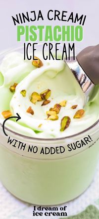 This delicious pistachio ice cream is easy to make in the Ninja Creami, and there are no added sugars! Great for a low-carb diet, it's a satisfying treat that's more healthy than other desserts.