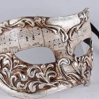 Venetian Masquerade Mask Colombina Stucco Musica Silver