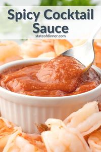 Skip the boring bottled stuff and whip up this boldly seasoned Spicy Cocktail Sauce in just 5 minutes. It is the perfect dip for shrimp, crab, and any seafood! With a fiery blend of horseradish, garlic, and hot sauce amping up the flavor, this easy homemade cocktail sauce recipe is irresistibly zingy with a spicy kick.