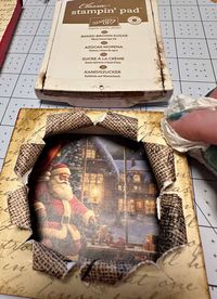 How to Make Easy Mini Busted Canvas Vintage Santa Ornaments