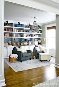 Dining Room turned Library. Hmmm... could see this happening! Maybe game/study space with extra seating. Would flow nicely with game room.