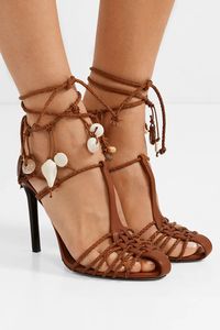 Altuzarra - Embellished braided tan leather sandals ($1,095)